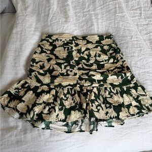 Zara Green and Cream Floral Mini Skirt